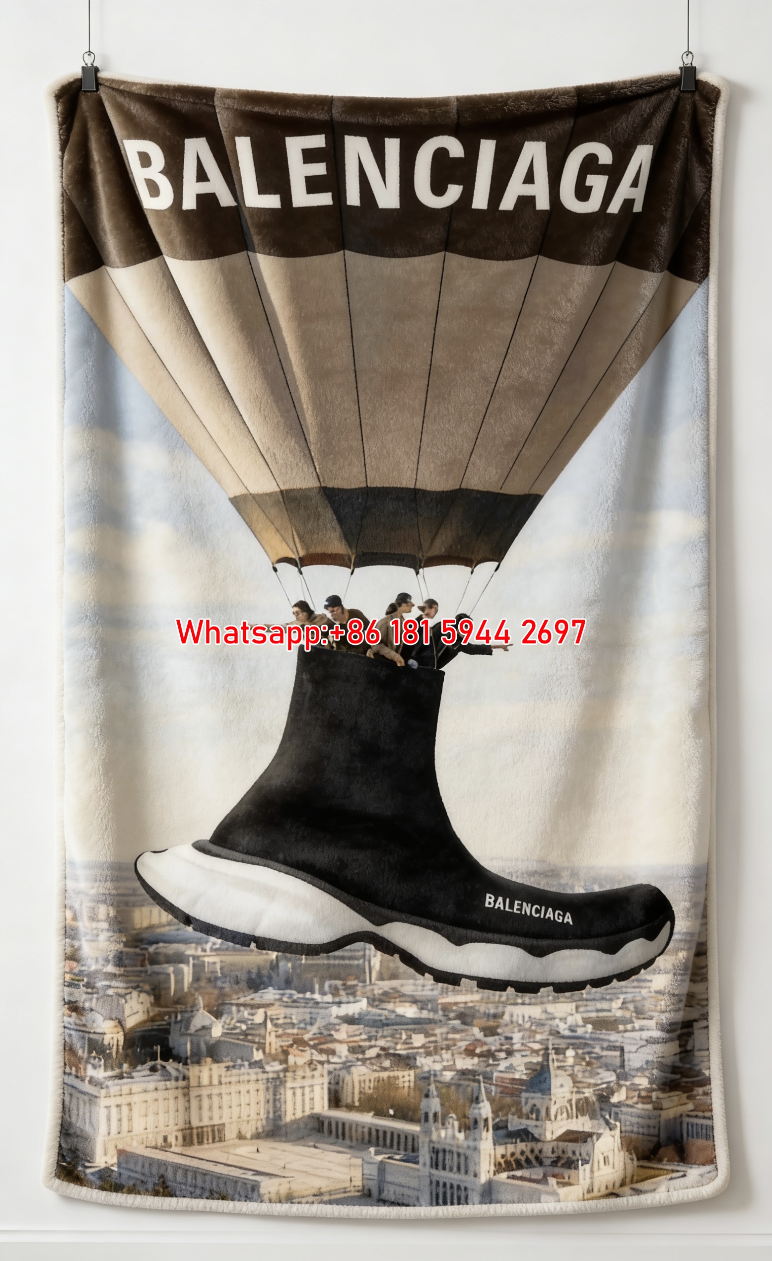Balenciaga Hot Air Balloon Sneaker Print Fleece Throw Blanket BA428